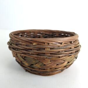 Vintage 1980s Pots Company Miami FL Wicker Rattan Planter Basket Succulent 5.5"